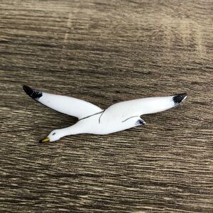 Handmade Brass and Enamel Seagull Brooch